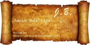 Janik Bálint névjegykártya