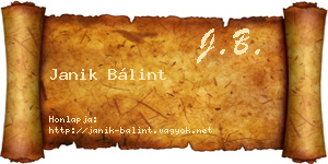 Janik Bálint névjegykártya